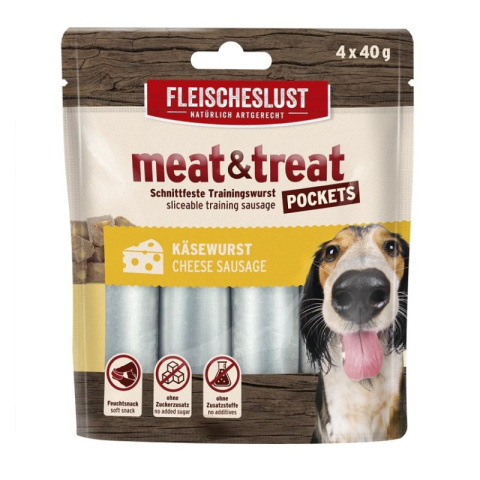 Przekąska dla psa w formie kiełbaski do krojenia, kiełbaski treningowe z kurczakiem i serem, Meat&Treat MEATLOVE Przekąska dla psa w formie kiełbaski do krojenia, kiełbaski treningowe z kurczakiem i serem, Meat&Treat MEATLOVE