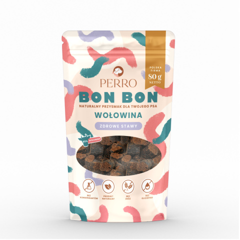 Przysmaki dla psa BON BON, WOŁOWINA z dodatkiem funkcyjnym – zdrowe stawy, PERRO Przysmaki dla psa BON BON, WOŁOWINA z dodatkiem funkcyjnym – zdrowe stawy, PERRO