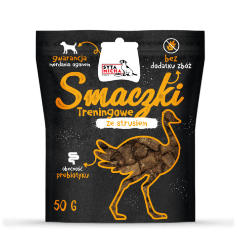 Przysmaki treningowe ze strusiem dla psa, 50g. Syta Micha Przysmaki treningowe ze strusiem dla psa, 50g. Syta Micha