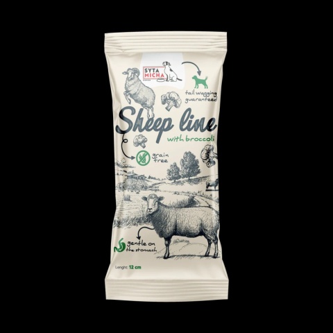 Kość do żucia, gryzak dla psa, Owca z brokułem 12cm. Sheep Line, Syta Micha