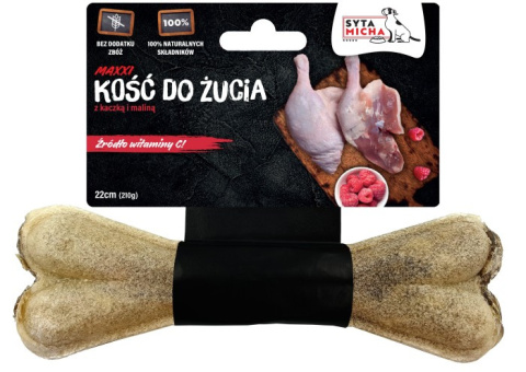 Kość do żucia dla psa z kaczką i malinami 22 cm