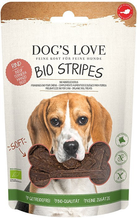 Mmiękkie paski z ekologicznego mięsa wołowego 100%, przysmaki dla psa 150g. DOG'S LOVE