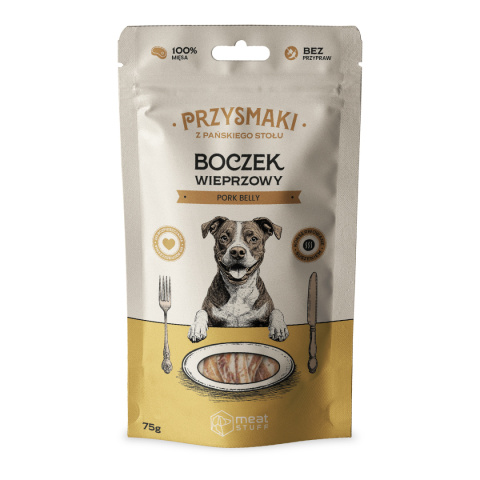 Przysmaki dla psa "Z Pańskiego Stołu" - Boczek wieprzowy (doypack 75 g), Meat STUFF Przysmaki dla psa "Z Pańskiego Stołu" - Boczek wieprzowy (doypack 75 g), Meat STUFF