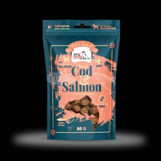 Przysmaki z dorszem i łososiem dla psa 80g. Fish & Seafood, Syta Micha