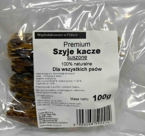 Suszone szyje kacze, naturalny gryzak dla psa 100 g. LUCZE
