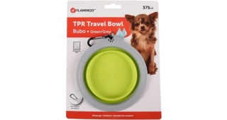 Miska podróżna silikonowa dla psa zielono/szara, 375 ml, Flamingo