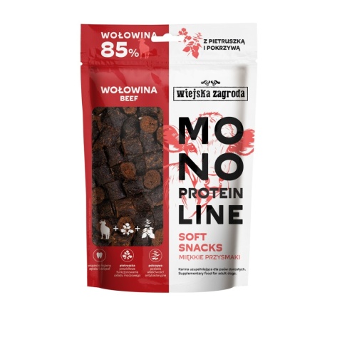 Monoproteinowe, miękkie przysmaki dla psa z wołowiny 115g. Wiejska Zagroda