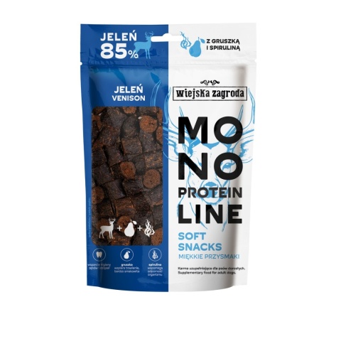 Monoproteinowe, miękkie przysmaki dla psa z jelenia 115g. Wiejska Zagroda