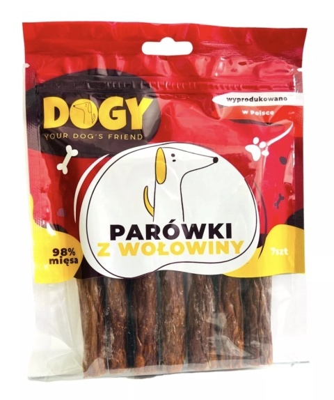 Parówki dla psa z wołowiny, naturalny przysmak dla psa 7szt. DOGY