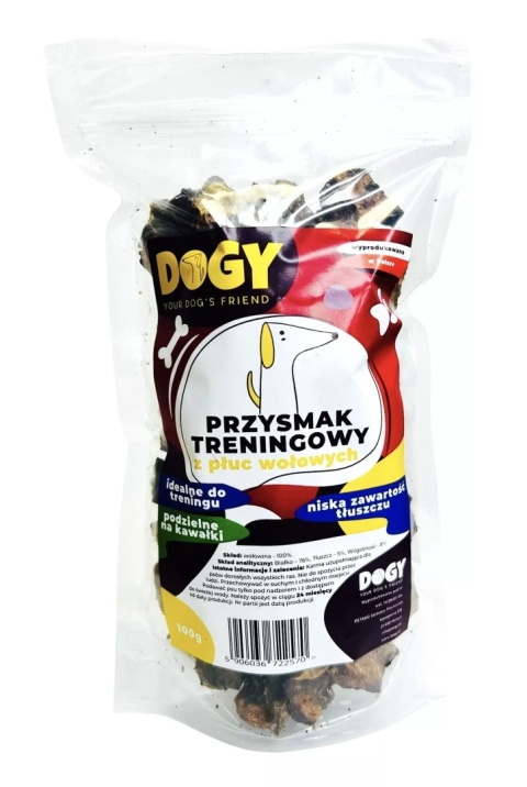 Przysmak treningowy z płuc wołowych dla psa 100g. DOGY