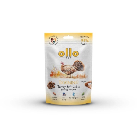 Przysmaki treningowe dla psa z indyka 80g. Air-Dried Training Turkey Soft Cubes, OLLO