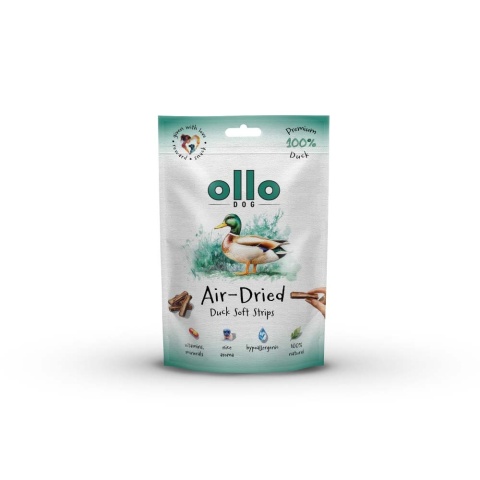 Przysmaki funkcyjne dla psa, mięsne paski z kaczki 80g. Air-Dried Duck Strips, OLLO