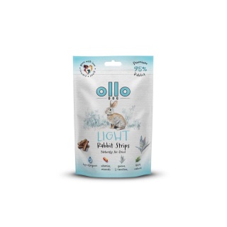 Przysmaki funkcyjne dla psa, mięsne paski z królika 80g. Air-Dried Light Rabbit Strips, OLLO