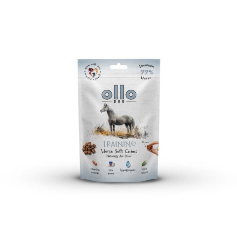 Przysmaki treningowe dla psa z koniny 80g. Air-Dried Training Horse Soft Cubes, OLLO