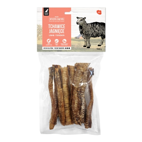 Suszona tchawica jagnięca, gryzak dla psa, 100g. Wiejska Zagroda