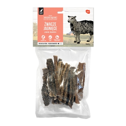 Suszone żwacze jagnięce, gryzak dla psa, 100g. Wiejska Zagroda