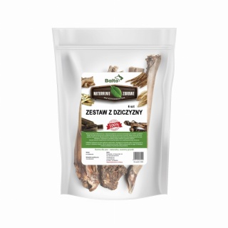 Zestaw gryzaków z dziczyzny dla psa, opak. 6 szt. mięso, skóry, uszy i racice z dziczyzny, BALTO